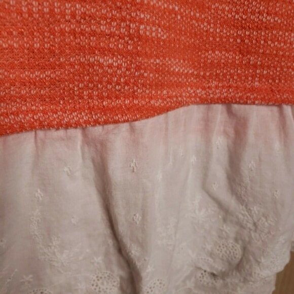 Westbound Womens Orange Crew Sweater With Eyelet Trim Large - Picture 3 of 5